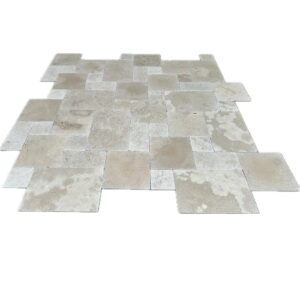 Senini Stone srl | TRAVERTINO OPUS ROMANUM FRENCH PATTERN 20 CM TUMBLED