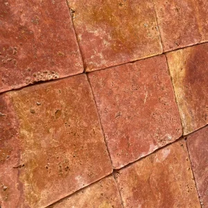 Senini Stone srl | TRAVERTINO ROSSO PERSIA 20X20 TUMBLED THK. 1 CM